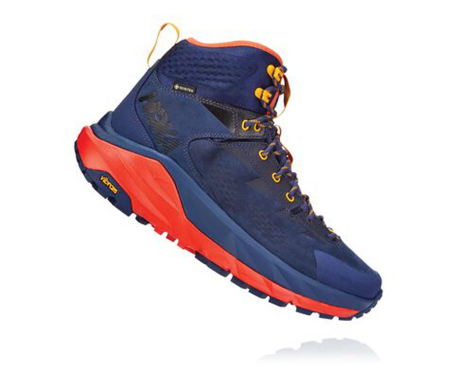 Hoka One One Yürüyüş Botları Erkek Mavi/Kırmızı - Kaha Gore-Tex - PX0195472